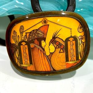 True vintage LIBRA zodiac sign belt buckle
